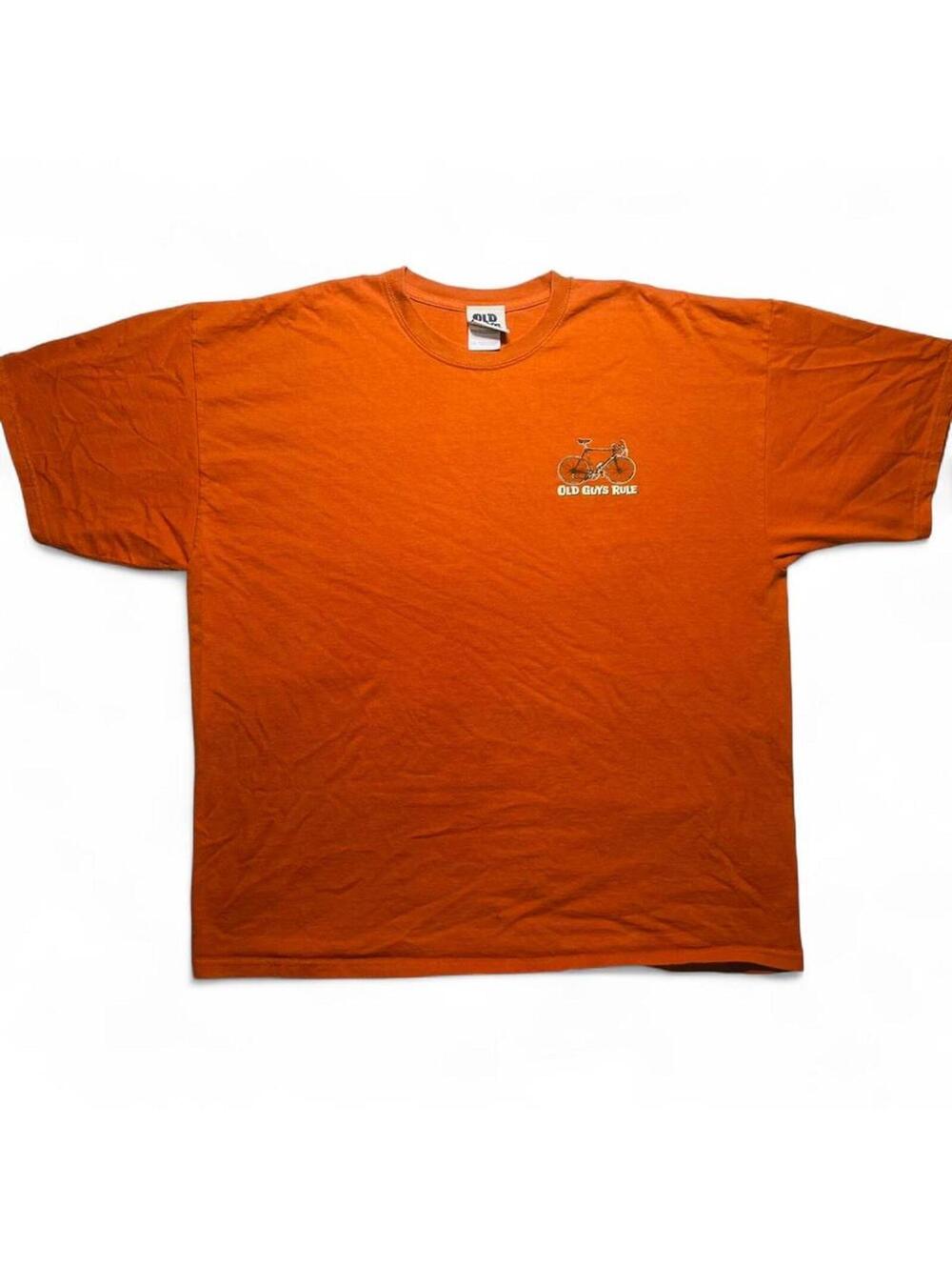 Old Cranky Guys Rule Bicycle Graphic T-Shirt Orange Size XXL